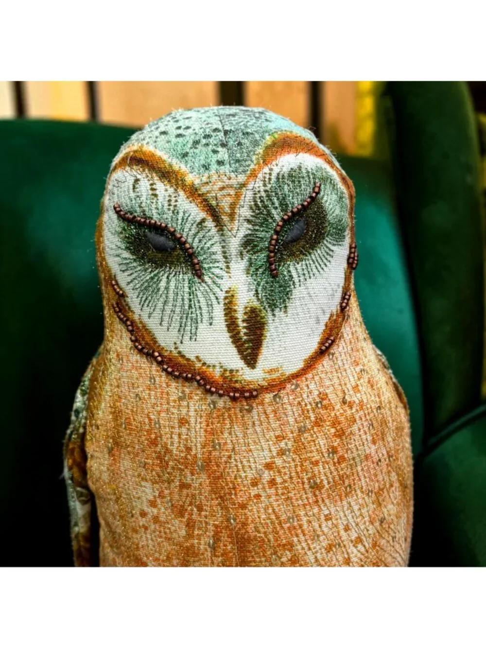 John Derian Target Barn Owl Plush Pillow Sequin Beaded Decor NWT 13